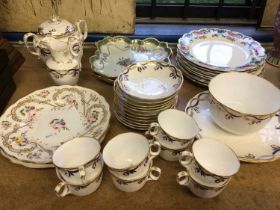 Davenport teaware, pair of 19th century flower plates and other pieces