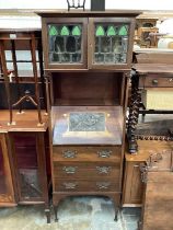 Art Nouveau bureau with inset bronze plaque