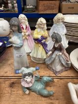 Lladro porcelain figure, two Nao porcelain figures and three Royal Doulton figures (6)