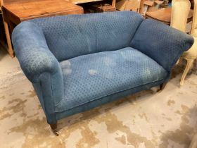 Edwardian drop end sofa with blue upholstery, 159cm wide