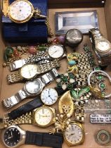 Silver card case, various wristwatches, pocket watch, costume jewellery etc