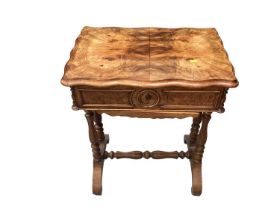Victorian work table with olive wood top