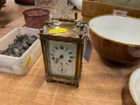 French brass carriage clock with striking movement