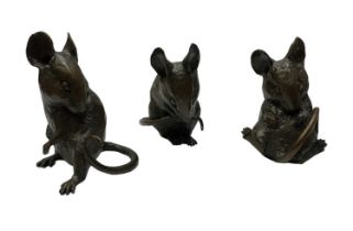 Michael Simpson, contemporary, three limited edition bronze sculptures of mice, 99/250, with related