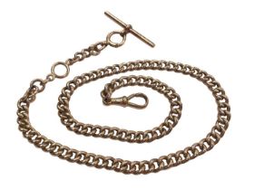 9ct gold curb link watch chain, 45cm long