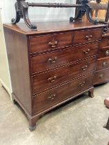 19th century mahogany chest of two short and three long drawers on bracket feet, 106cm wide, 54cm de