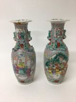 Pair of Chinese famille rose porcelain vases