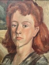 Mid 20th century oil on canvas, portrait of a young woman, indistinctly signed, 40 x 31cm