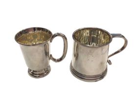 Two silver christening mugs