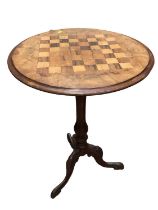 Victorian inlaid games table with chessboard top