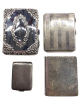 Three silver cigarette cases and a silver match case (4)