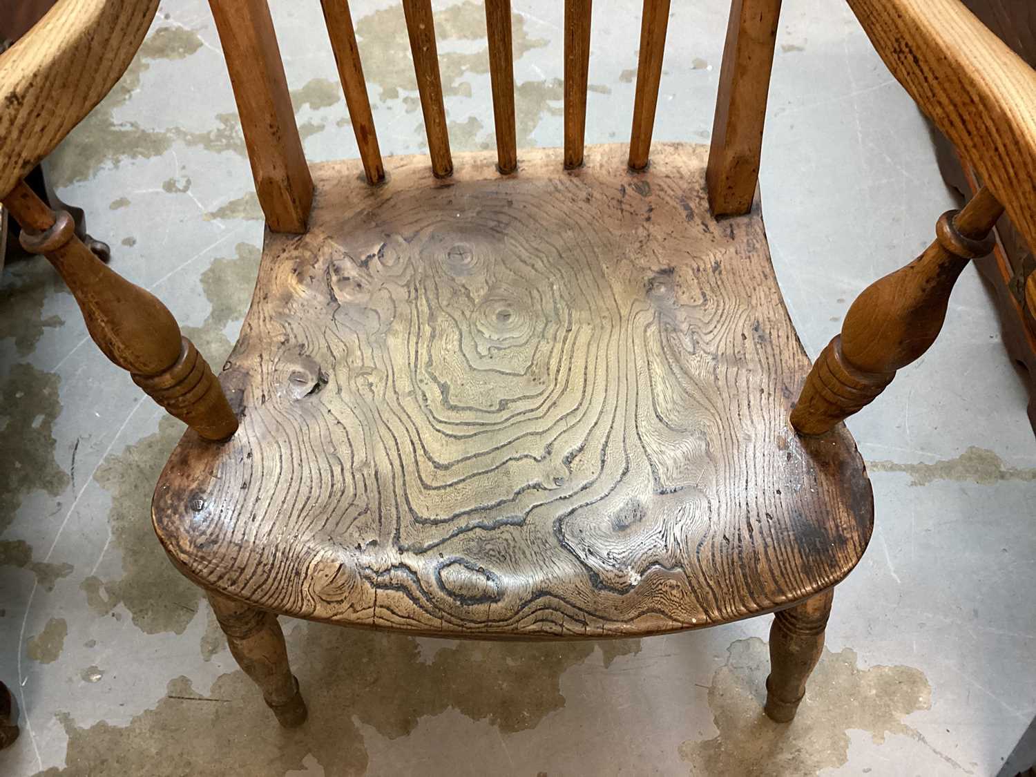 Victorian ash and elm stick back chair - Image 2 of 2