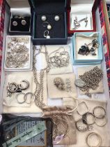 Group of silver jewellery to include earrings, rings, chains, pendants and cufflinks