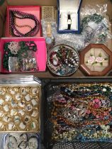 Group of costume jewellery and bijouterie including malachite and various other bead necklaces, Rota