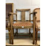 Oak elbow chair and a tub chair (2)