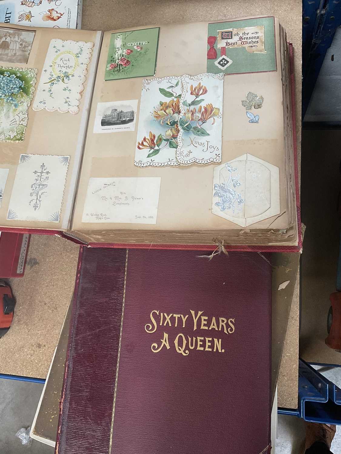 Victorian scrap album containing a collection of Victorian and Edwardian Christmas cards and greetin