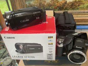Canon Legria HF R505 camcorder in box and a Kodak Pixpro AZ251 digital camera in case (2)