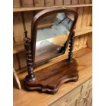 Victorian mahogany framed toilet mirror with spiral twist supports