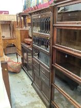 1920s Barrister bookcase with three leaded glazed doors and four drawers and cupboards below