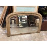 Small stripped wood overmantle mirror