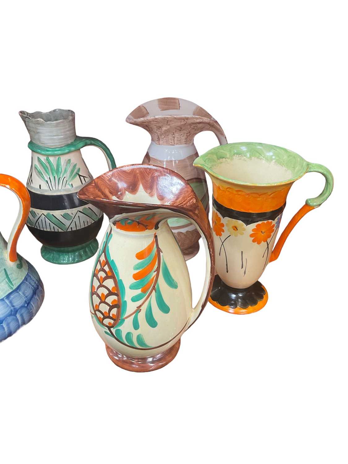 Collection of Art Deco Myott jugs/vases with hand painted decoration (8) - Image 3 of 5