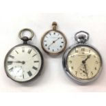 Gold plated Thomas Russell & Son fob watch, silver cased pocket watch and an Ingersoll Triumph pocke