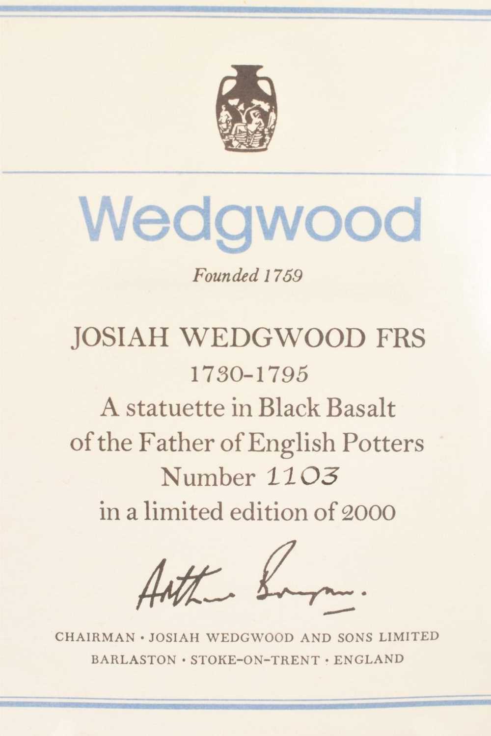 Wedgwood black basalt limited edition figure of Wedgwood, with certificate - Image 7 of 7