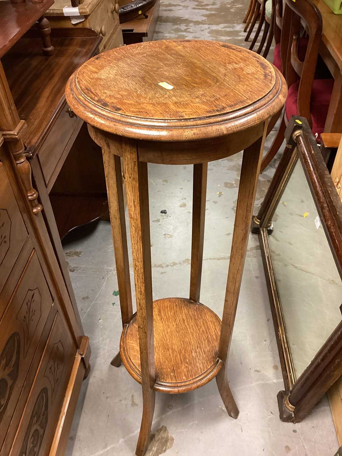 Edwardian inlaid mahogany corner elbow chair, together with a whatnot, two tier plant stand and a ne - Image 3 of 4