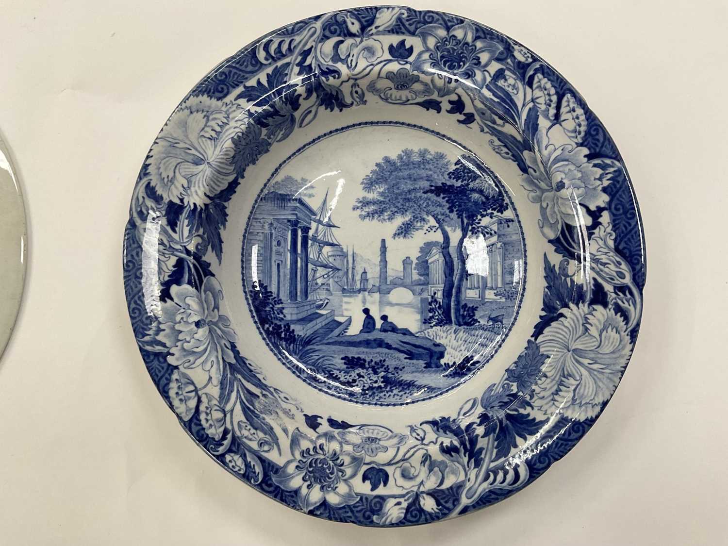 Wedgwood Stone China blue printed waterlily pattern deep plate, and three other blue printed plates - Bild 6 aus 9