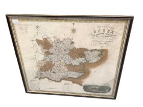 19th century map of the county of Essex by C & I Greenwood in glazed frame.