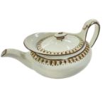 Wedgwood pearlware oval teapot and cover, painted in brown