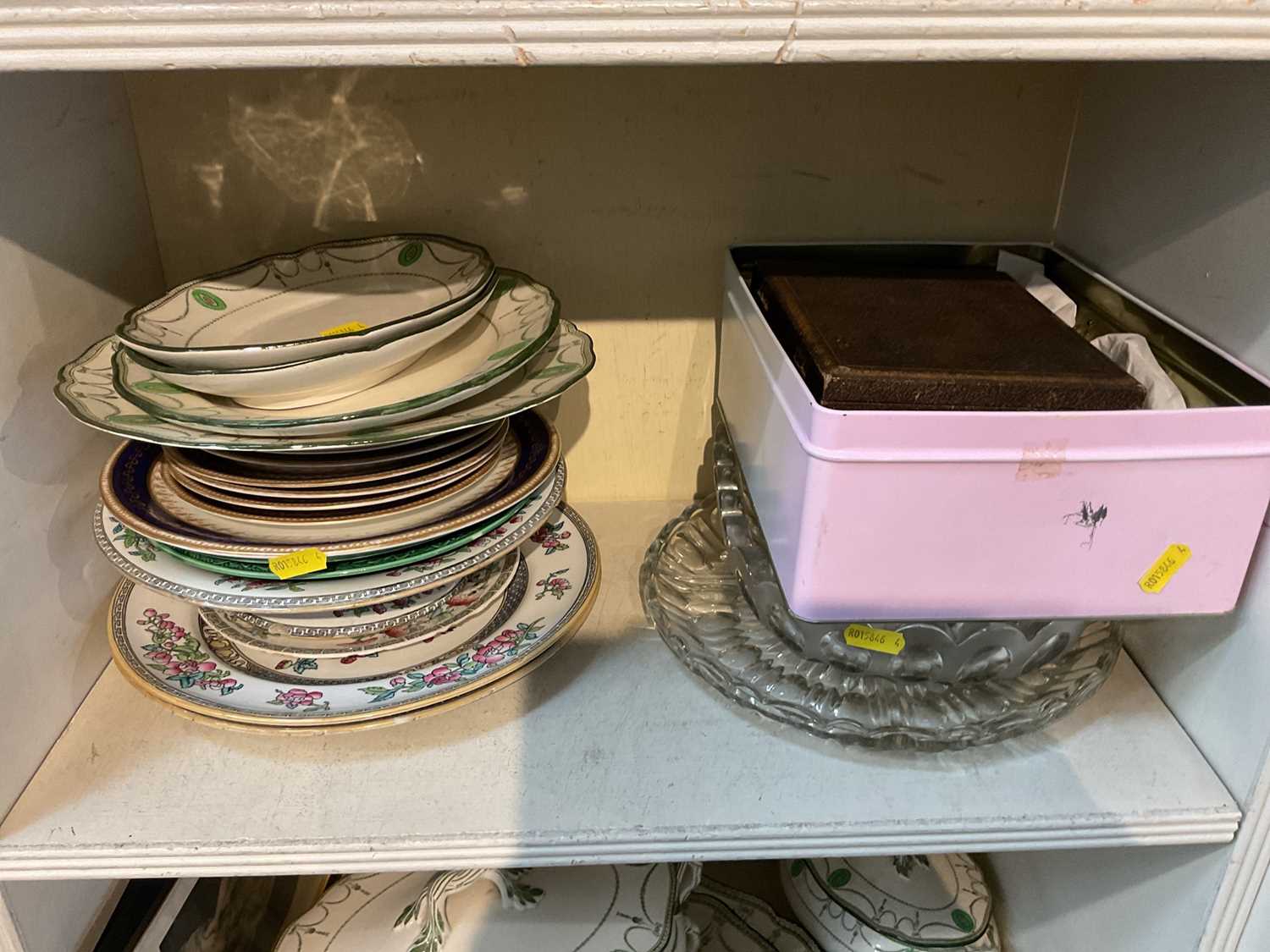 Group of silver plated flatware, pair of prints and group of china and glassware. - Image 3 of 5