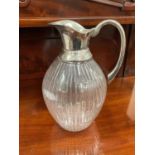 Silver plated lemonade jug with cut fluted body, 24.5cm high