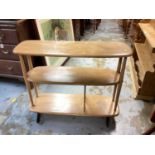 Ercol elm three tier trolley, 91cm wide, 31.5cm deep, 75cm high