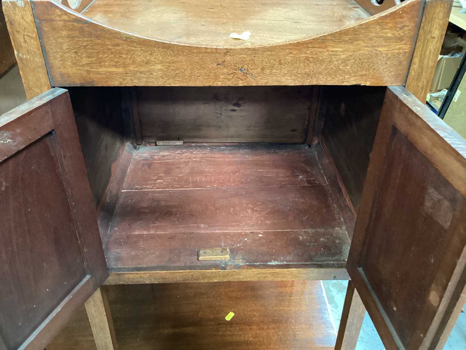 19th century mahogany bedside cupboard with pierced gallery - Image 3 of 3