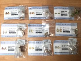 Nine pairs of 9ct gold multi gem set cluster earrings, some new and sealed with Gems TV certificates
