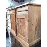 Two antique pine pot cupboards
