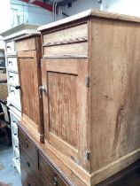 Two antique pine pot cupboards