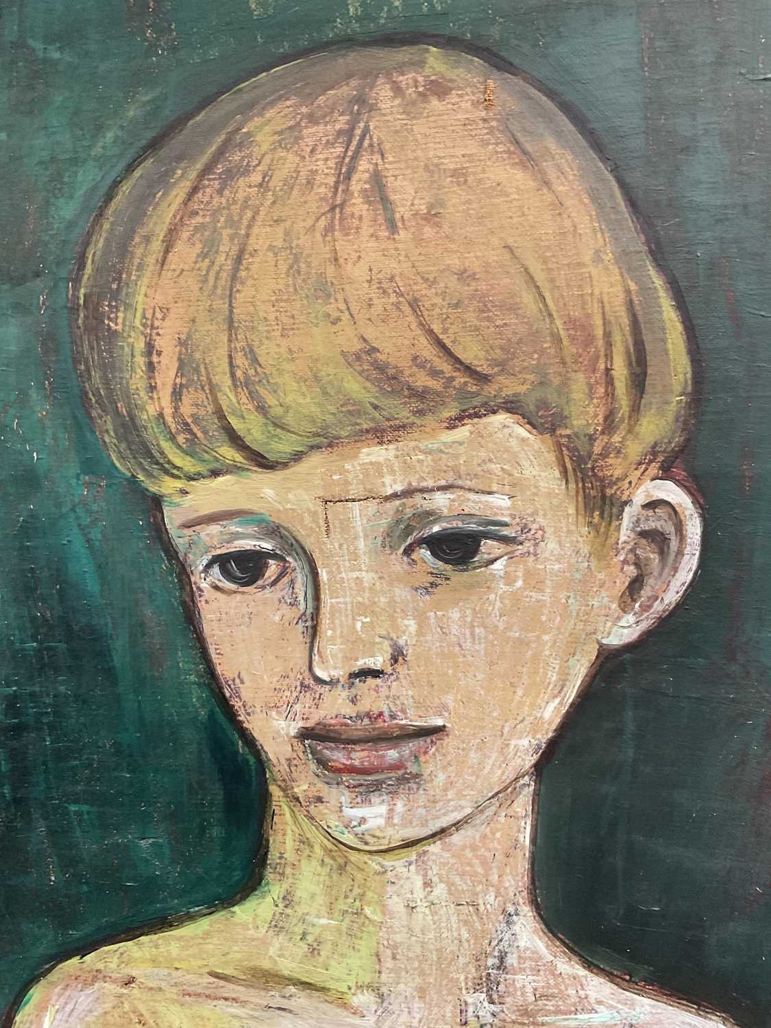 Santi, oil on canvas, young boy in the manner of Picasso - Image 2 of 7