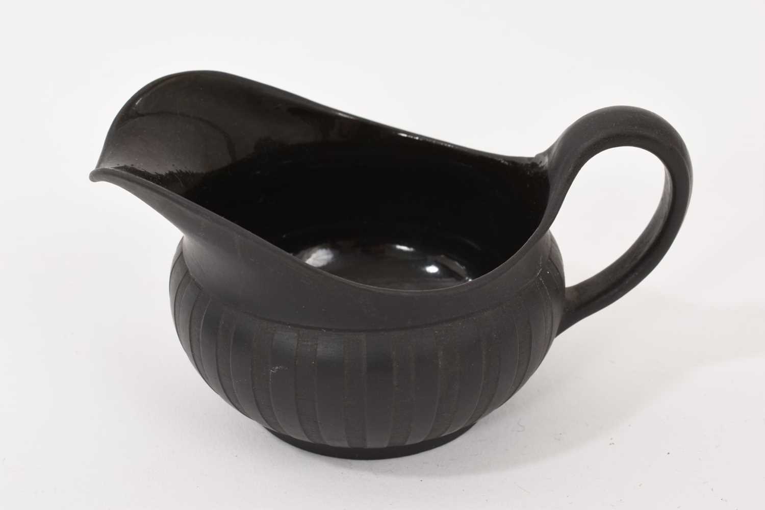Wedgwood black basalt vase, a milk jug and a teapot and cover - Image 2 of 8