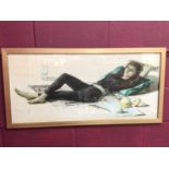 Vladimir Tretchikoff print - Erica Beatles Beatnik Girl, in glazed frame