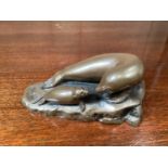 Bronze sculpture Sealions, signed Peter Dykes, plus other resin animals