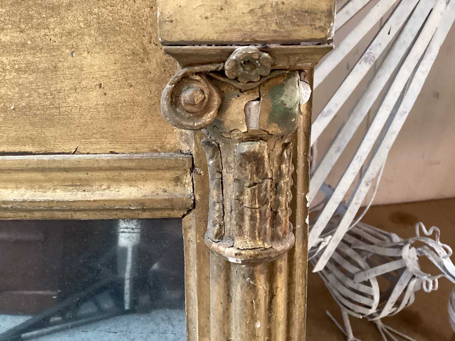 Early Victorian gilt framed overmantel mirror with ball and pillar borders - Image 10 of 11