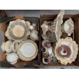 Two boxes of antique and later ceramics