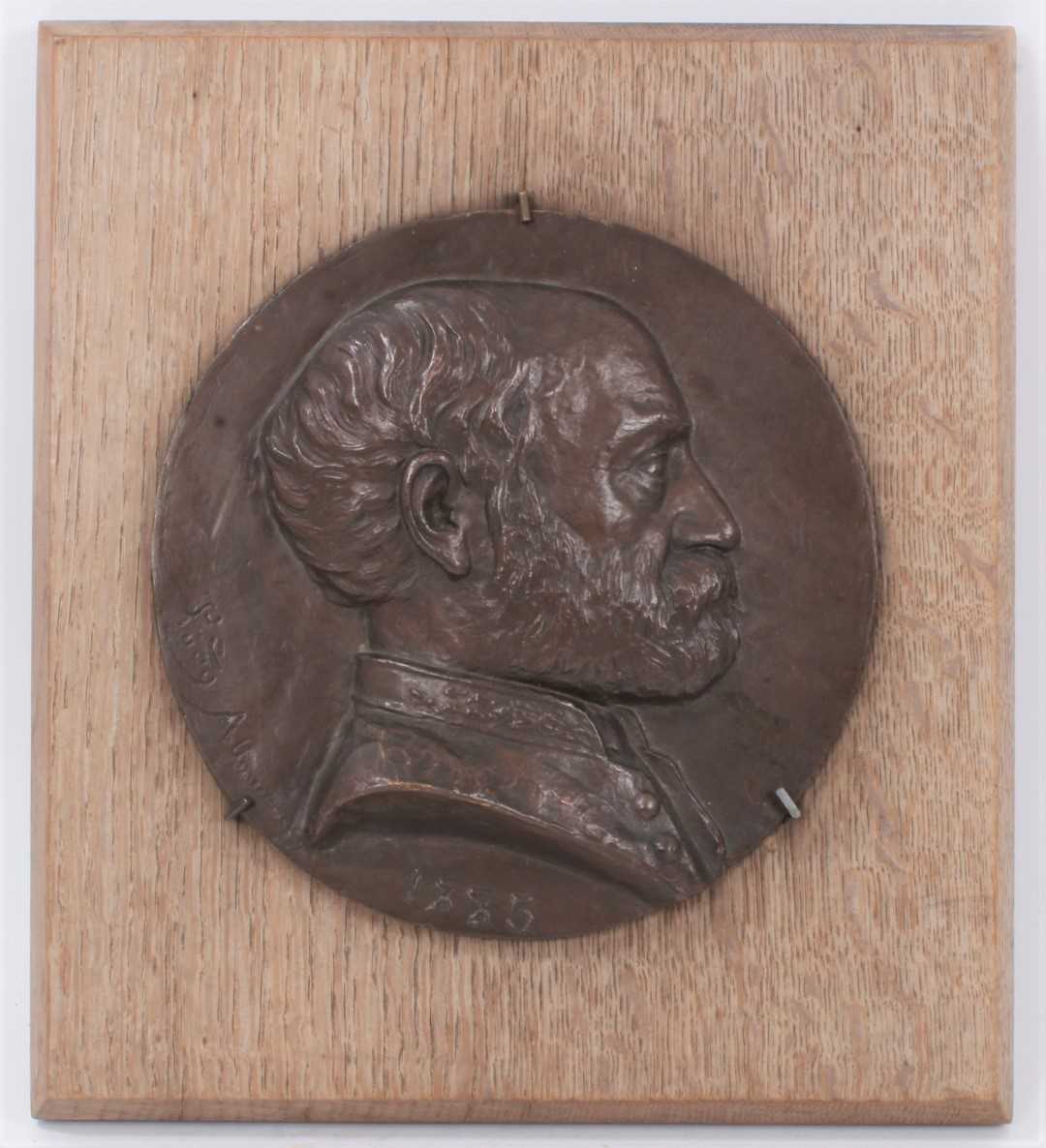 19th century Continental oval portrait relief metal plaque of a gentleman