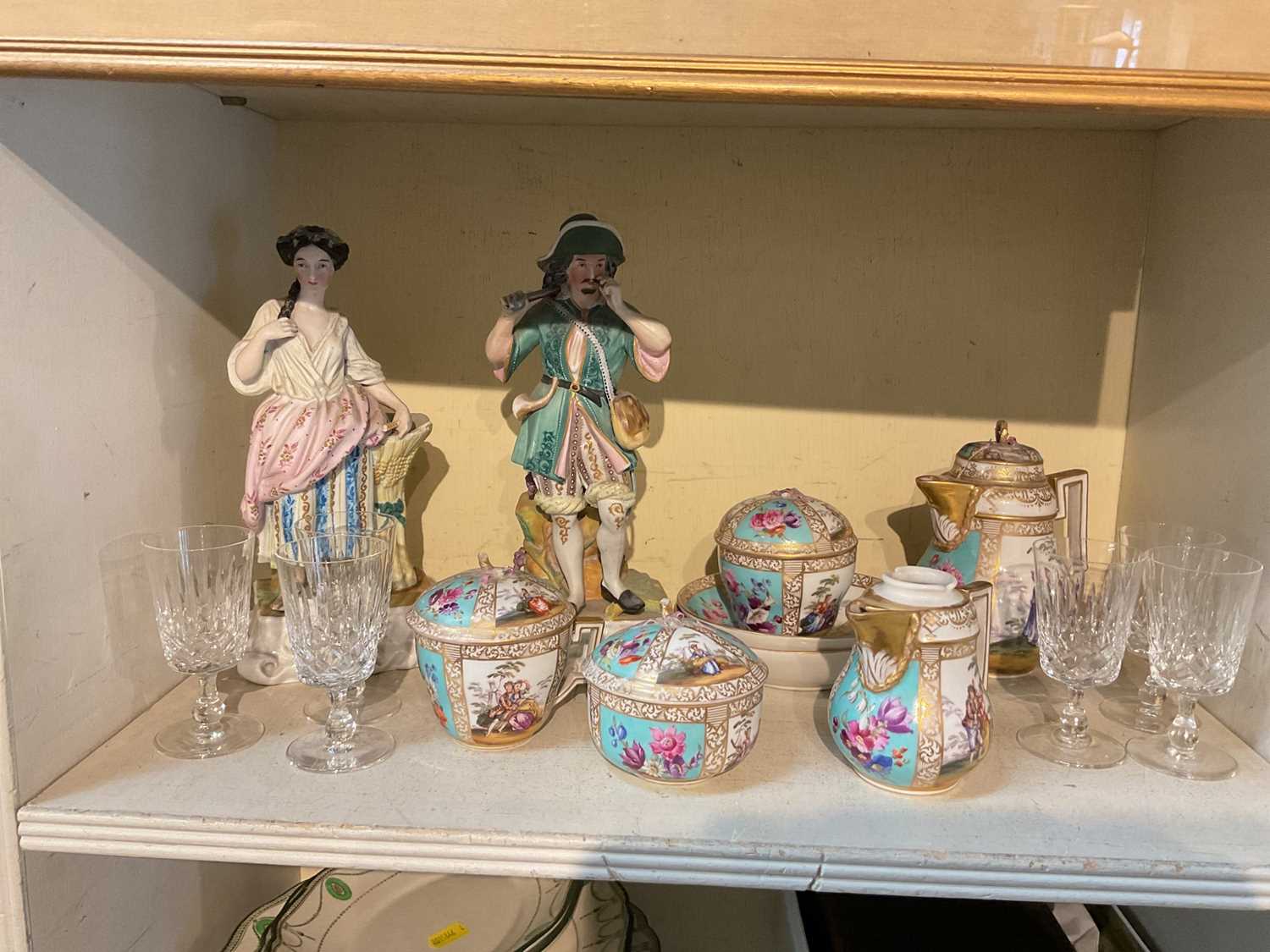 Group of silver plated flatware, pair of prints and group of china and glassware. - Image 2 of 5