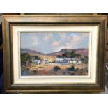 Anton Benzon (South African. b 1944) oil on board- Cape Cottages, signed and framed