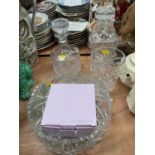 Cut glass bowl and other glassware