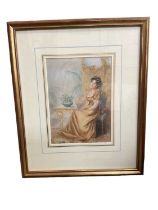 Mary Wardlow (act. 1886-1914) watercolour, seated lady