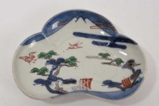 Japanese porcelain trefoil shaped dish